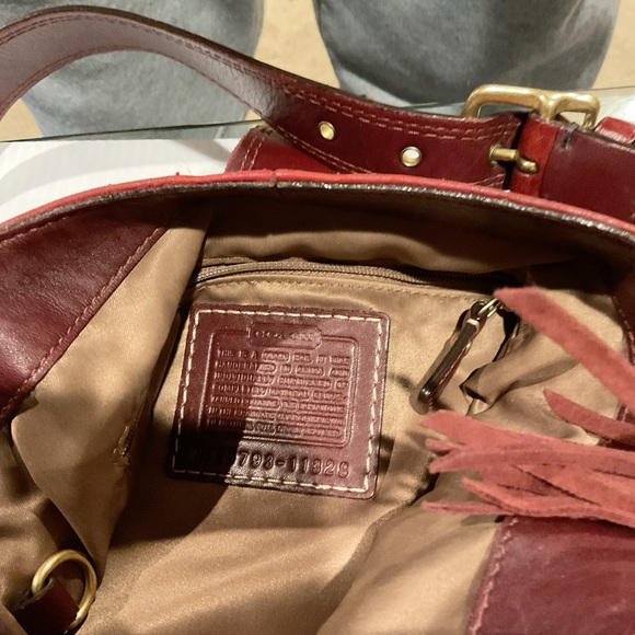 Coach Red Leather Shoulder Bag with Gold Accents - Picture 4 of 4